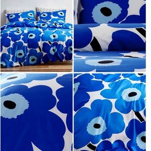 MARIMEKKO NEW NEVER OPENED UNIKKO FULL/QUEEN DUVET COVER & SHAM SET BLUE
